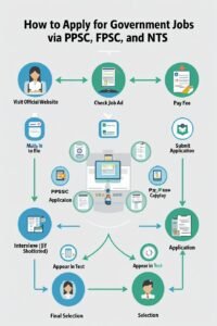 Decision flowchart for choosing between PPSC vs FPSC vs NTS based on career goals and eligibility.